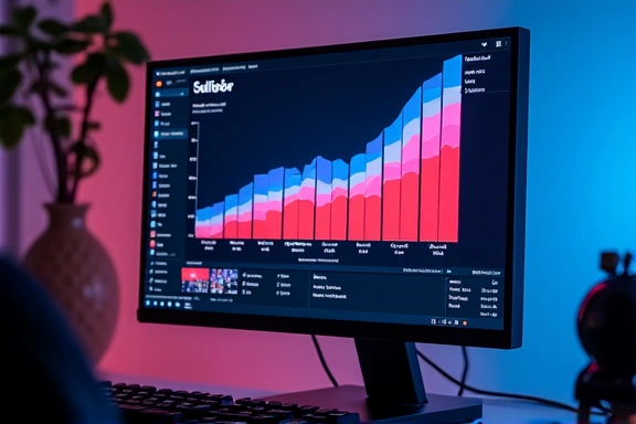 Graphique de croissance d'abonnés sur un écran d'ordinateur
