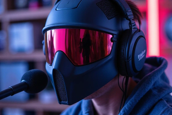 Gros plan sur un casque de gaming moderne et un microphone professionnel