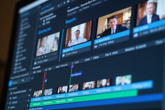 Interface de logiciel de montage vidéo avec des pistes audio et vidéo