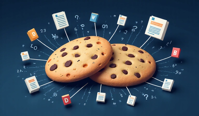 Illustration de cookies web et de données numériques