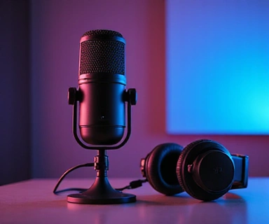 Illustration d'un microphone et d'un casque de gaming