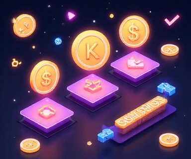 Illustration d'un graphique de monétisation avec des pièces de monnaie et des icônes de revenus